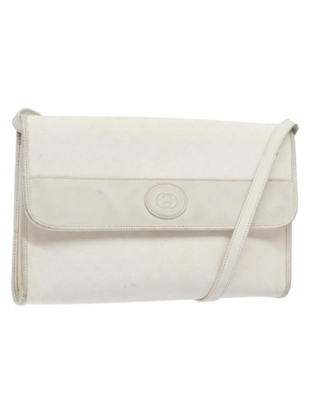 Authentic GUCCI Micro GG Supreme Shoulder Bag PVC White Gold 004 58 0264
